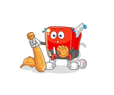 Benzin pompası beysbol çizgi filmi. karikatür maskotu vektosu