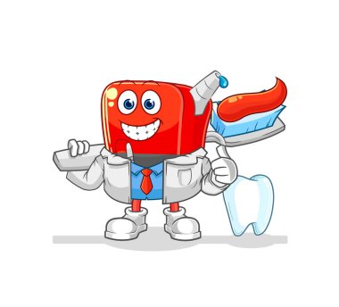 Benzin pompası dişçi illüstrasyonu. karakter vektosu