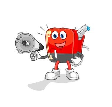 Benzin pompası hoparlör vektörünü tutuyor. karikatür