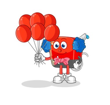 Benzin pompası palyaçosu ve balon taşıyıcısı. karikatür