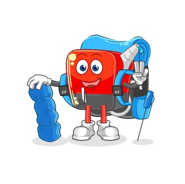 Benzin pompası kamp maskotu oluyor. çizgi film vektosu