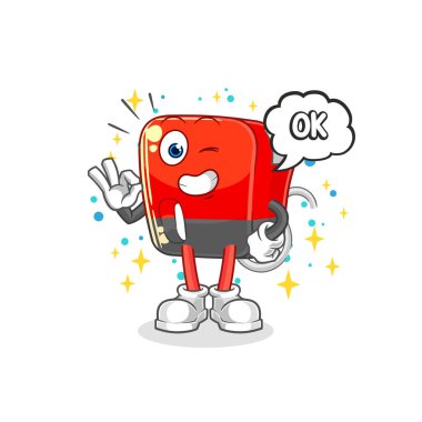 Benzin pompası da maskotu onaylıyor. çizgi film vektosu