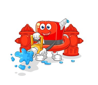 Benzin pompası itfaiyeci vektörü. karikatür