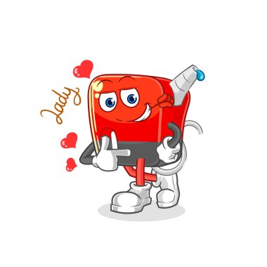 Benzin pompası flörtleşen illüstrasyon. karakter vektosu