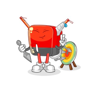 Benzin pompası ninja çizgi filmi. karakter vektosu