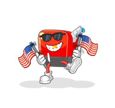 Benzin pompası Amerikan gençlik çizgi filmi maskot vektosu