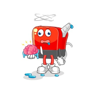 Benzin pompalıyor, beyin vektörü yok. karikatür