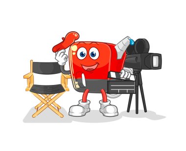 Benzin pompası direktörü maskotu. çizgi film vektosu