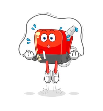 Benzin pompası ip atlama egzersizi. karakter vektosu