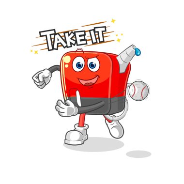 Benzin pompası beysbol vektörünü fırlatıyor. karikatür