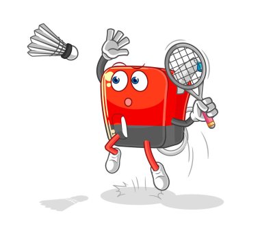 Benzin pompası badminton çizgi filminde ezildi. karikatür maskotu vektosu