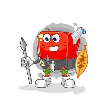 Benzin pompası Afrika kabilesinin maskotu. çizgi film vektosu