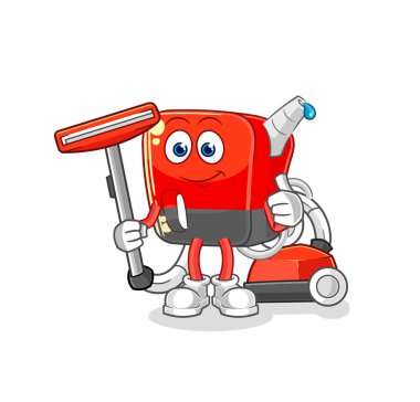 Benzin pompası vakumla temizlendi. karakter vektosu