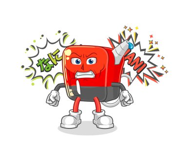 Benzin pompası kızgın vektör. karikatür