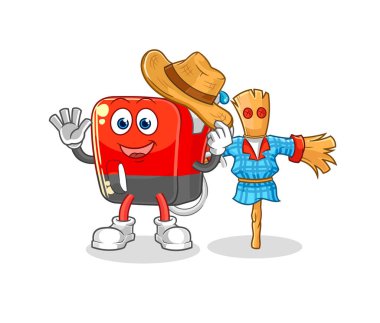 Korkuluk çizgi film karakteri vektosu olan benzin pompası