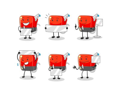 Benzin pompası grubu karakteri. maskot vektosu