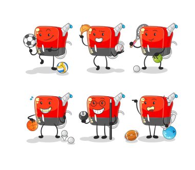 Benzin pompası sporu karakteri. karikatür maskotu vektosu