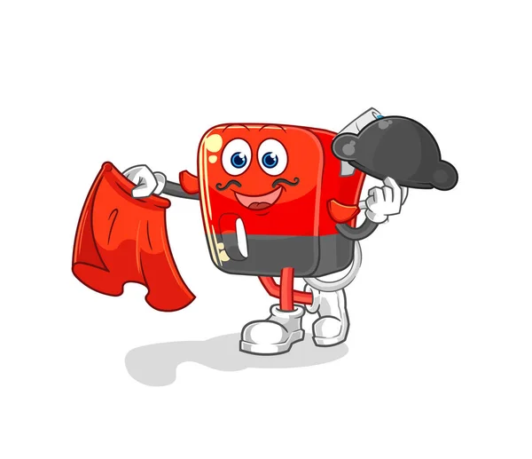Gasoline Pump Matador Red Cloth Illustration Character Vecto — Stock Vector