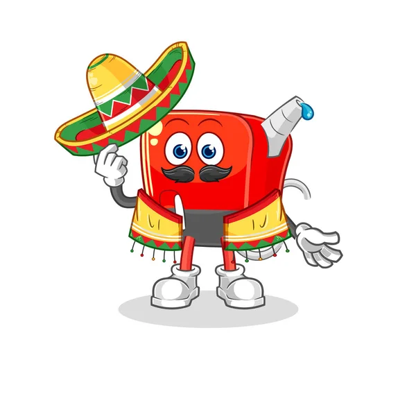 Die Benzinpumpe Mexikanische Kultur Und Flagge Cartoon Maskottchen Vecto — Stockvektor
