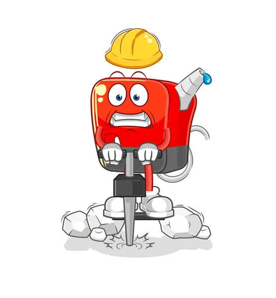 Gasoline Pump Drill Ground Cartoon Character Vecto — Stock Vector