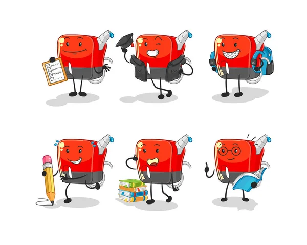 Carácter Conjunto Educación Bomba Gasolina Mascota Dibujos Animados Vecto — Vector de stock