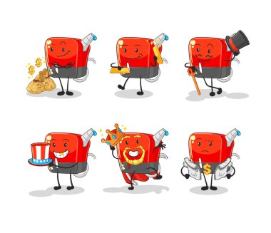 Benzin pompası zengin karakter. karikatür maskotu vektosu