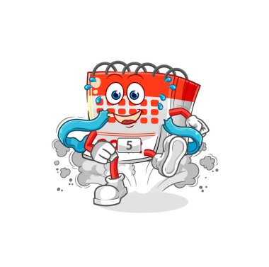 Takvim koşucusu karakteri. karikatür maskotu vektosu