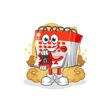 Takvim yüzükle teklif ediyor. karikatür maskotu vektosu