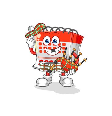 Gayda taşıyıcısı olan bir takvim İskoçyalı. karikatür