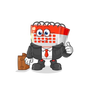 Takvim işçisi maskotu. çizgi film vektosu