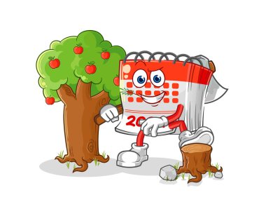 Carpenter Illustrasyon takvimi. karakter vektosu