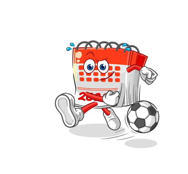 Calendar Kicking Ball Cartoon Cartoon Mascot Vecto — Stock Vector