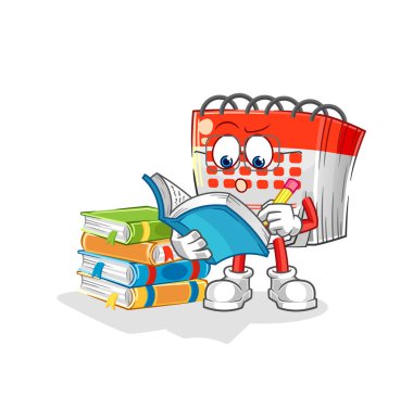 Takvim maskot çalışıyor. çizgi film vektosu