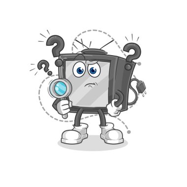 Eski televizyon aranıyor illüstrasyonu. karakter vektosu