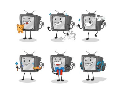 Eski televizyon çocukları grubu karakteri. karikatür maskotu vektosu