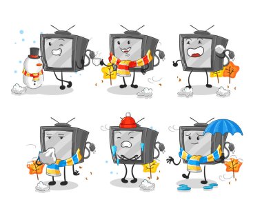 Soğuk hava karakterli eski televizyon maskot vekto