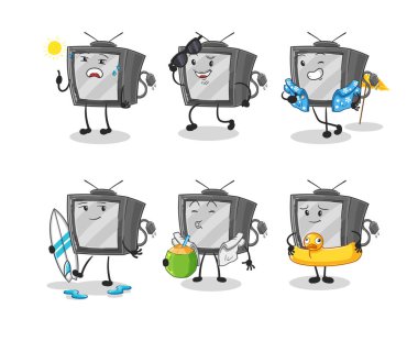 Eski TV tatil karakteri. karikatür maskotu vektosu