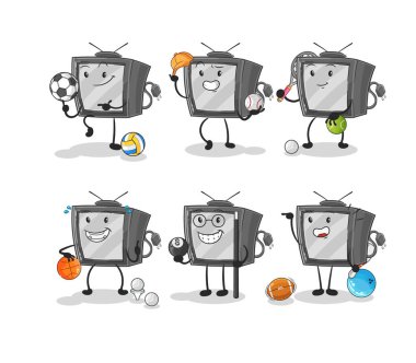 Eski TV spikeri. karikatür maskotu vektosu