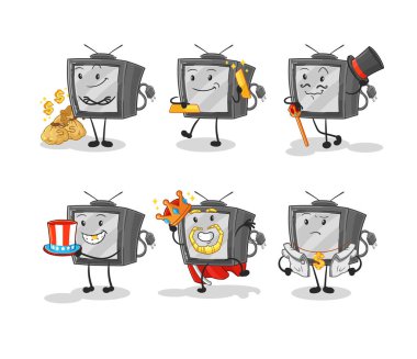 TV 'nin zengin karakteri. karikatür maskotu vektosu