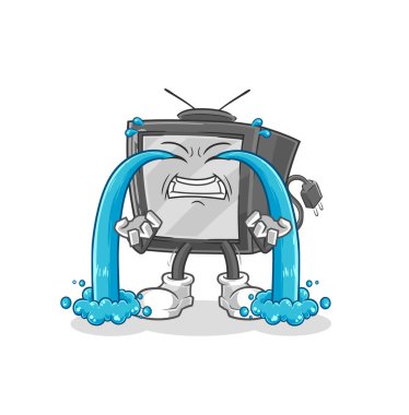 Eski televizyon ağlayan illüstrasyon. karakter vektosu