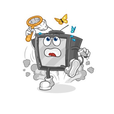 Eski televizyon kelebek resmi. karakter vektosu