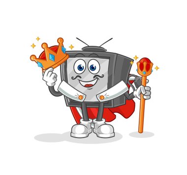 Eski televizyon kralı vektörü. karikatür