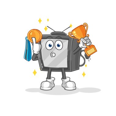 Trophie 'li eski TV kazananı. karikatür