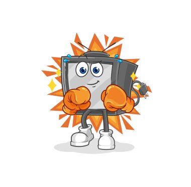 Eski TV boksörü karakteri. karikatür maskotu vektosu