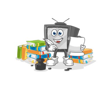 Eski TV yazarı vektörü. karikatür