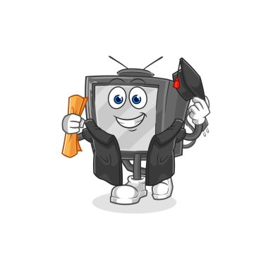 Eski TV mezuniyet vektörü. karikatür