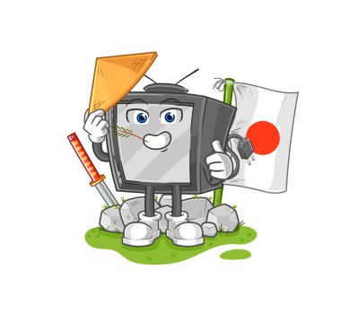 Eski Japon TV vektörü. karikatür