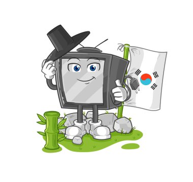 Eski Koreli karakter. karikatür maskotu vektosu