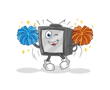 Eski TV amigo kız çizgi filmi. karikatür maskotu vektosu