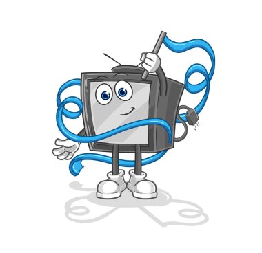 Eski TV Ritmik Jimnastik Maskotu. çizgi film vektosu